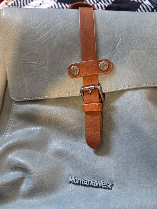 Montana West Handbags - Montana West Leather Satchel/Crossbody/Backpack style bag/grayish blue,large